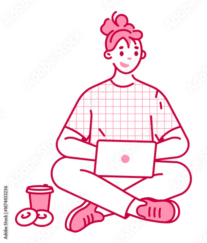 Young woman sitting with laptop