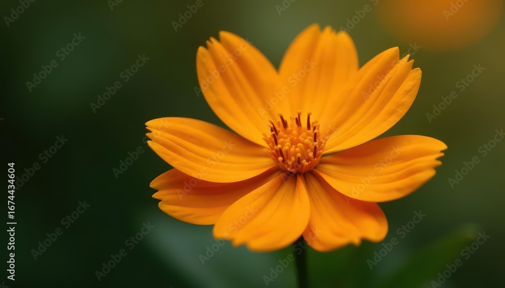 Fototapeta premium Close-up of a single orange flower with delicate petals and center details, flower close-up, flower center
