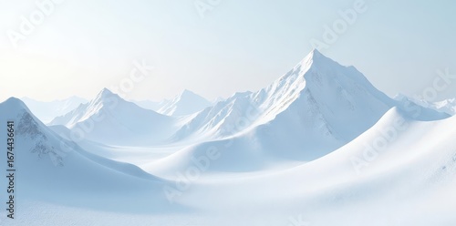 Abstract peaks, minimalist white mountain range, serene landscape, lines, monochrome