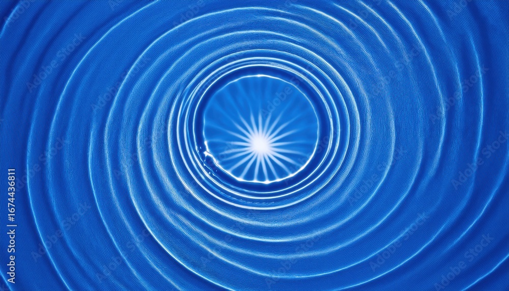 Obraz premium radiant white starburst glowing inside concentric circular blue water ripples abstract pattern for background or texture