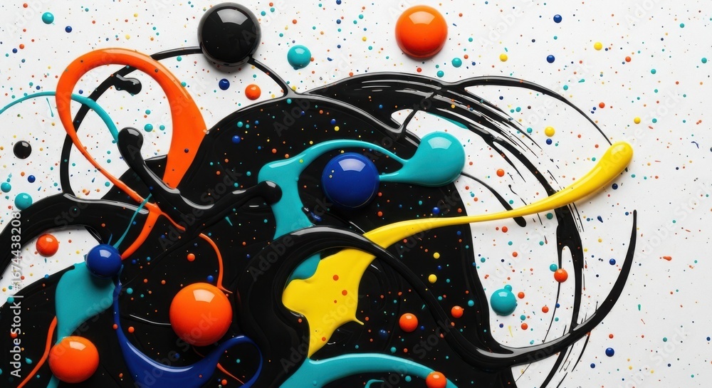 Fototapeta premium Abstract Dynamic Splash of Vibrant Colors and Droplets