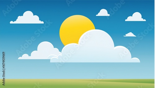 simple graphic of a partly cloudy sunny day