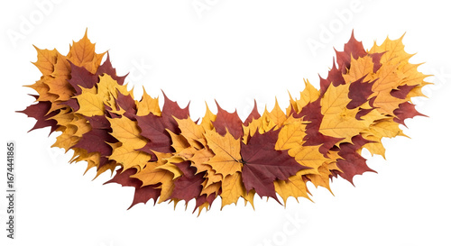 Autumn maple leaves garland isolated on transparent background for decoration