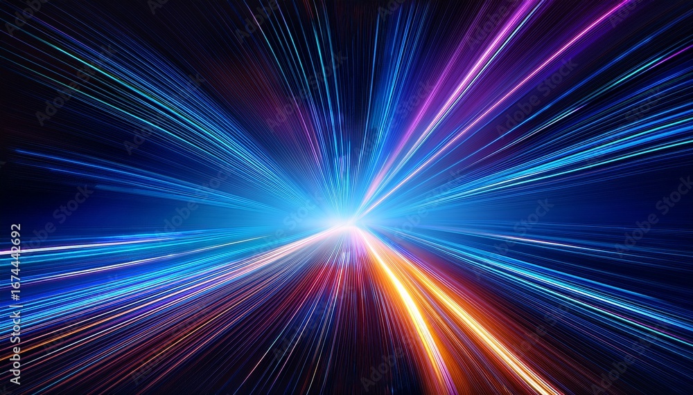 Obraz premium dynamic light trails moving across a dark abstract background glowing energy vertical