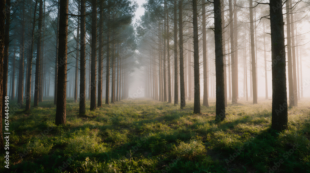 Fototapeta premium Vibrant Green Forest Scene for Environmental Ads
