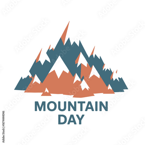 Jagged Mountain Peaks with Snow and Text Mountain Day mountains summit
