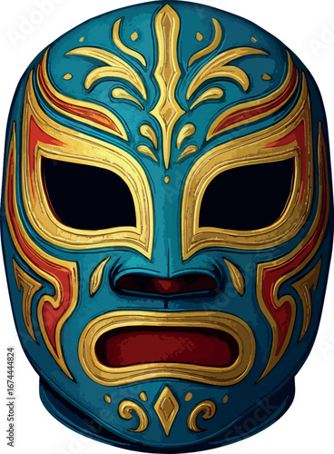 Colorful Mexican Lucha Libre Mask Illustration