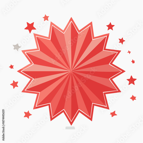 Starburst red shape tags for price tags. Flat star vector illustration