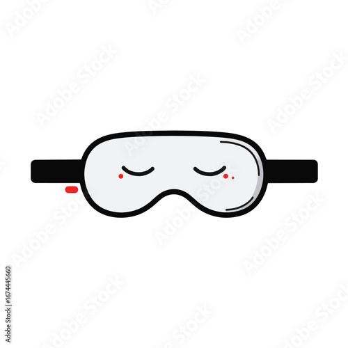 Minimalist sleeping mask design with red accent on white background, relaxation