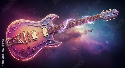 Electric guitar graphic design colorful illustration