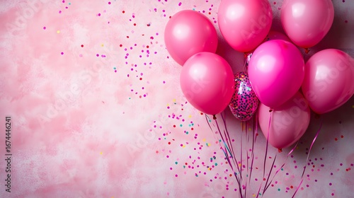 Pink Balloons and Confetti Festive Party Background