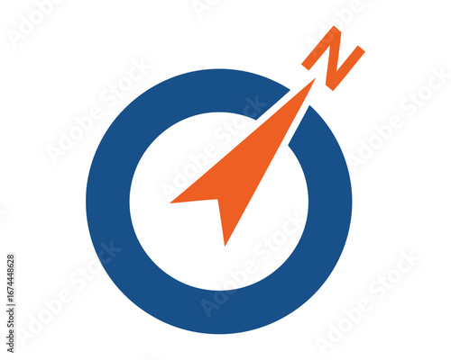 Modern compass icon with north arrow
