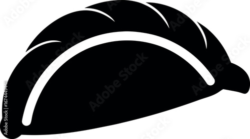 Black and White Calzone Silhouette Icon