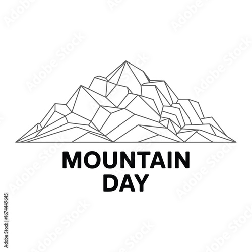 Wireframe Mountain Peak with Mountain Day Text mountains summit