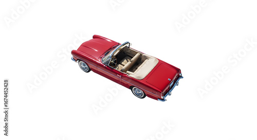Classic Red Convertible Car Isolated on White Background Vintage Automobile Stock Photo