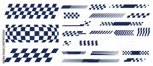 Collection realistic waving checkered flags vector finish and start automobile motorcycle race