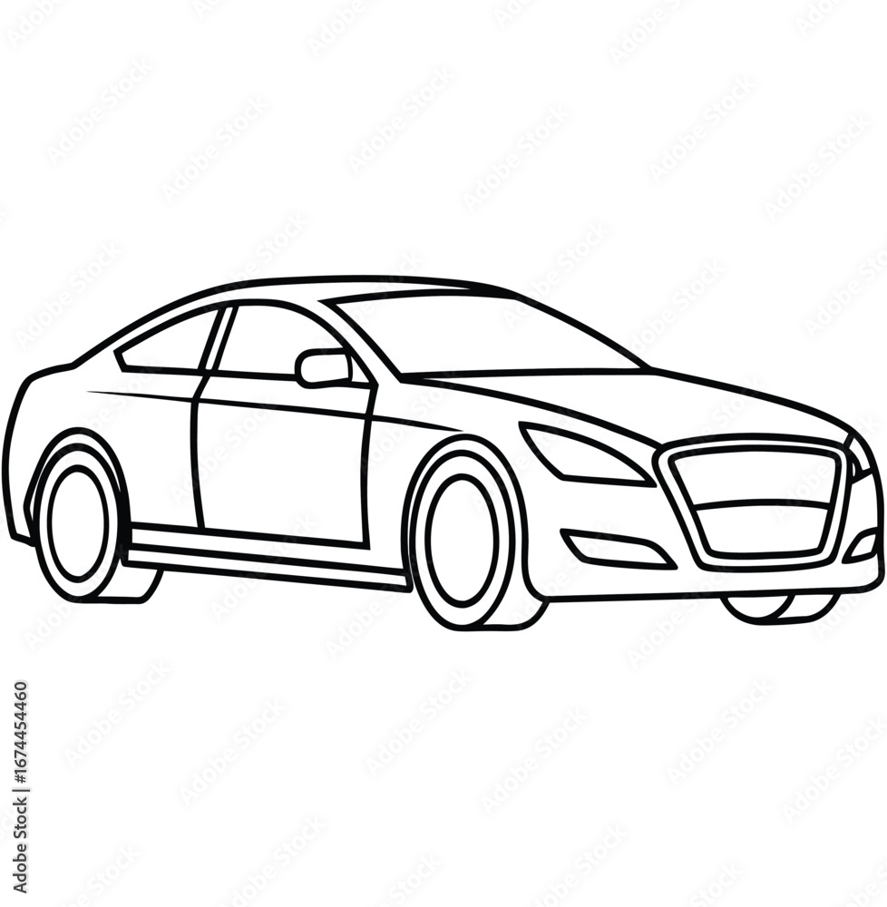 Fototapeta premium A fast, black vector illustration of a new luxury sports car isolated on a white background
