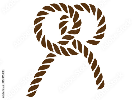 A schematic representation of a braided rope rolled into a bright-colored knot. Drawing on a white background background.