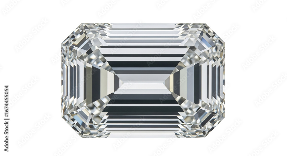 Fototapeta premium Sparkling emerald cut diamond, ideal for luxury jewelry e-commerce, engagement ring advertising, wedding invitations, anniversary gifts, or Valentine's Day campaigns,