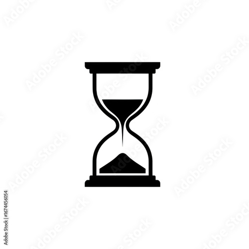 Hourglass with flowing sand isolated on transparent background