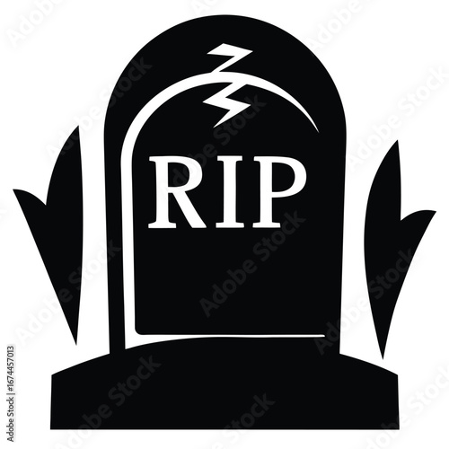 headstone rip silhouette vector icon
