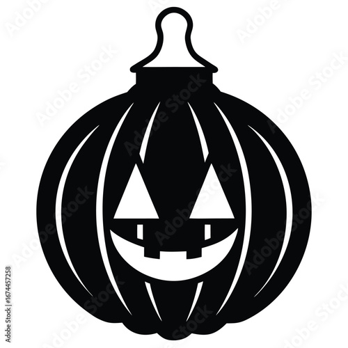 pumpkin lantern silhouette vector icon