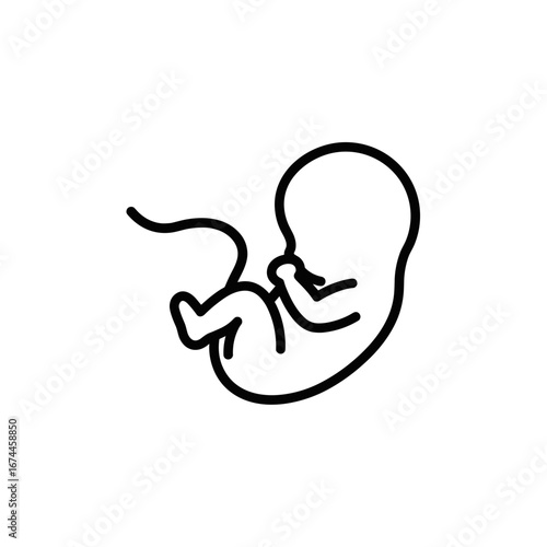 Line art illustration of a fetus in a womb  