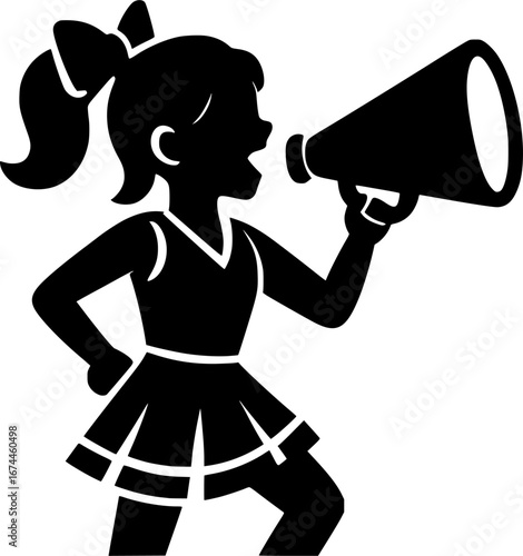 Cheerleader Megaphone Icon Black and White Flat Vector Illustration for Sports Graphics