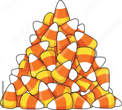 Festive pile of candy corn a classic halloween treat isolated on white background