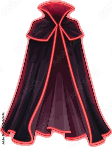 Dark cape with a red glowing outline perfect for halloween or cosplay events