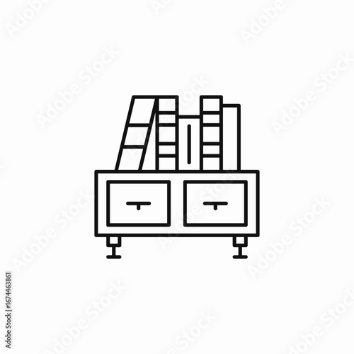 books on drawers icon sign vector