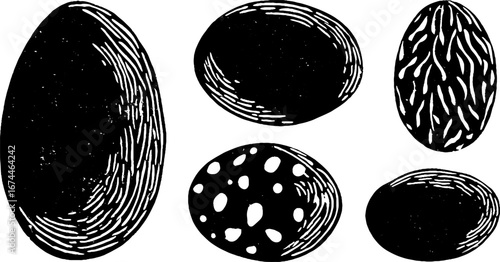 Linocut abstract blobs collection with organic ink stain design for artistic projects