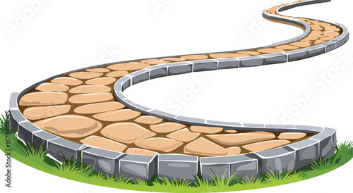 Curved Stone Pathway Section Illustration