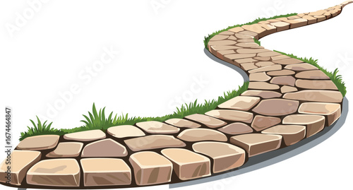 Curved Stone Pathway Section Illustration