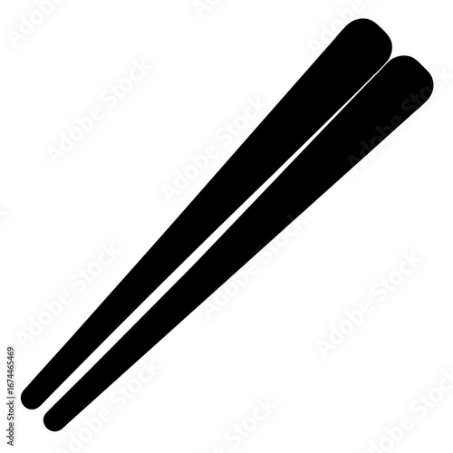 Simple illustration of black chopsticks on white background, angled for viewing