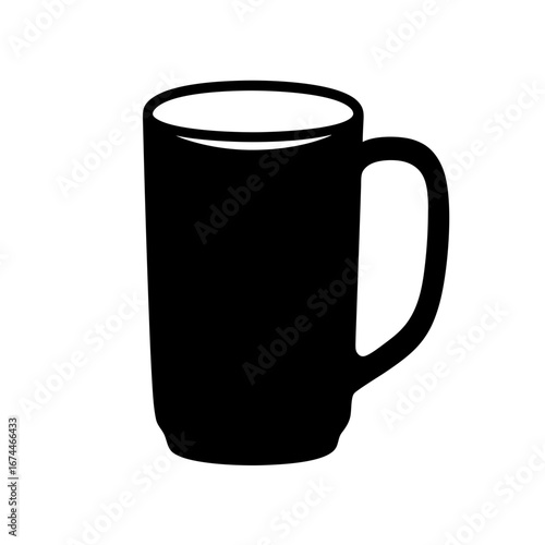 Sleek black coffee mug silhouette on a crisp white background image