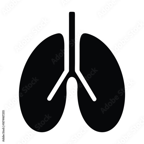 Stylized human lung icon in black and white simple design