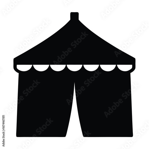 Simple Black Silhouette of a Circus Tent or Carnival Fairground Structure