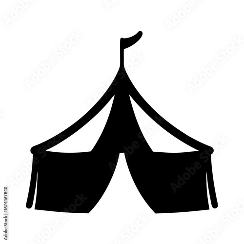 A Black and White Vector Silhouette of a Classic Circus Tent