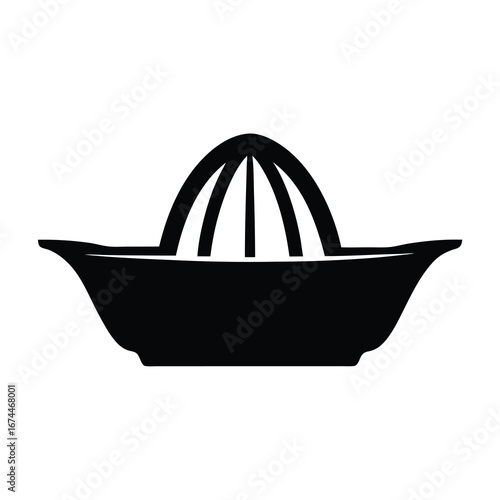 Black silhouette of a citrus juicer on a plain white background