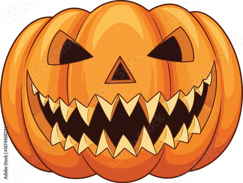 Spooky cartoon jacko'lantern with a toothy grin for halloween decorations