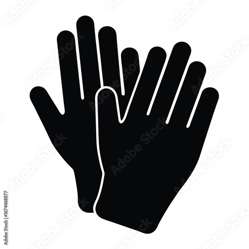 Illustration of a Pair of Gloves for Protection in Black Silhouette