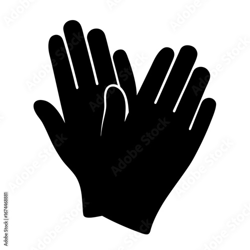 Black silhouette of medical gloves suggests safety and protection from germs