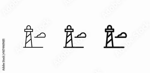 lighthouse and cloud icon sign vector