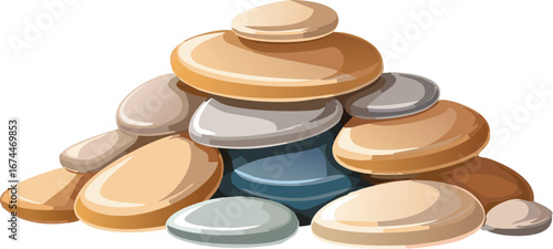 Smooth River Stones Stack in Neutral Tones