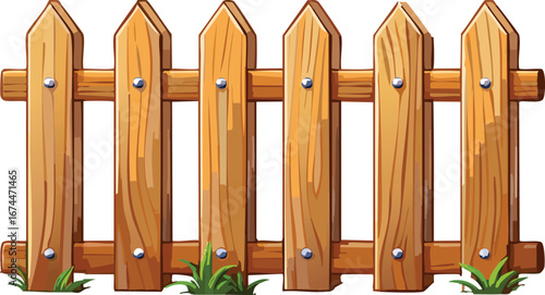Wooden Fence Segment with Metal Nail Details