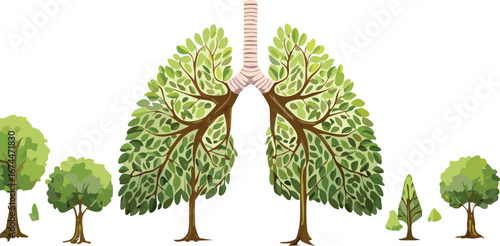 Forest Trees Shaped Like Lungs Symbolizing Clean Air