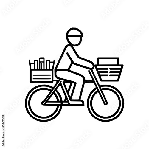 Bicycle delivery service vector illustration for food and package delivery business design concept icon 100