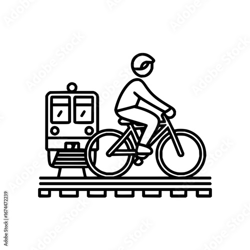 Bicycle train commute vector illustration for sustainable transport and eco friendly travel design concept icon 100