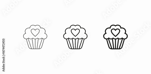 cupcake with heart icon sign vector